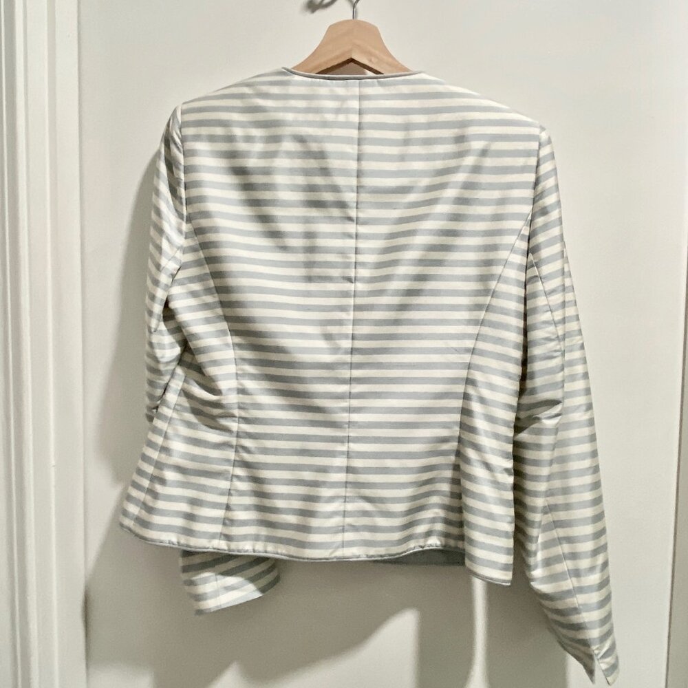 (4)  Vintage Kasper Work Office Minimalist Silk Lined Striped Blazer 6 - Picture 7 of 8